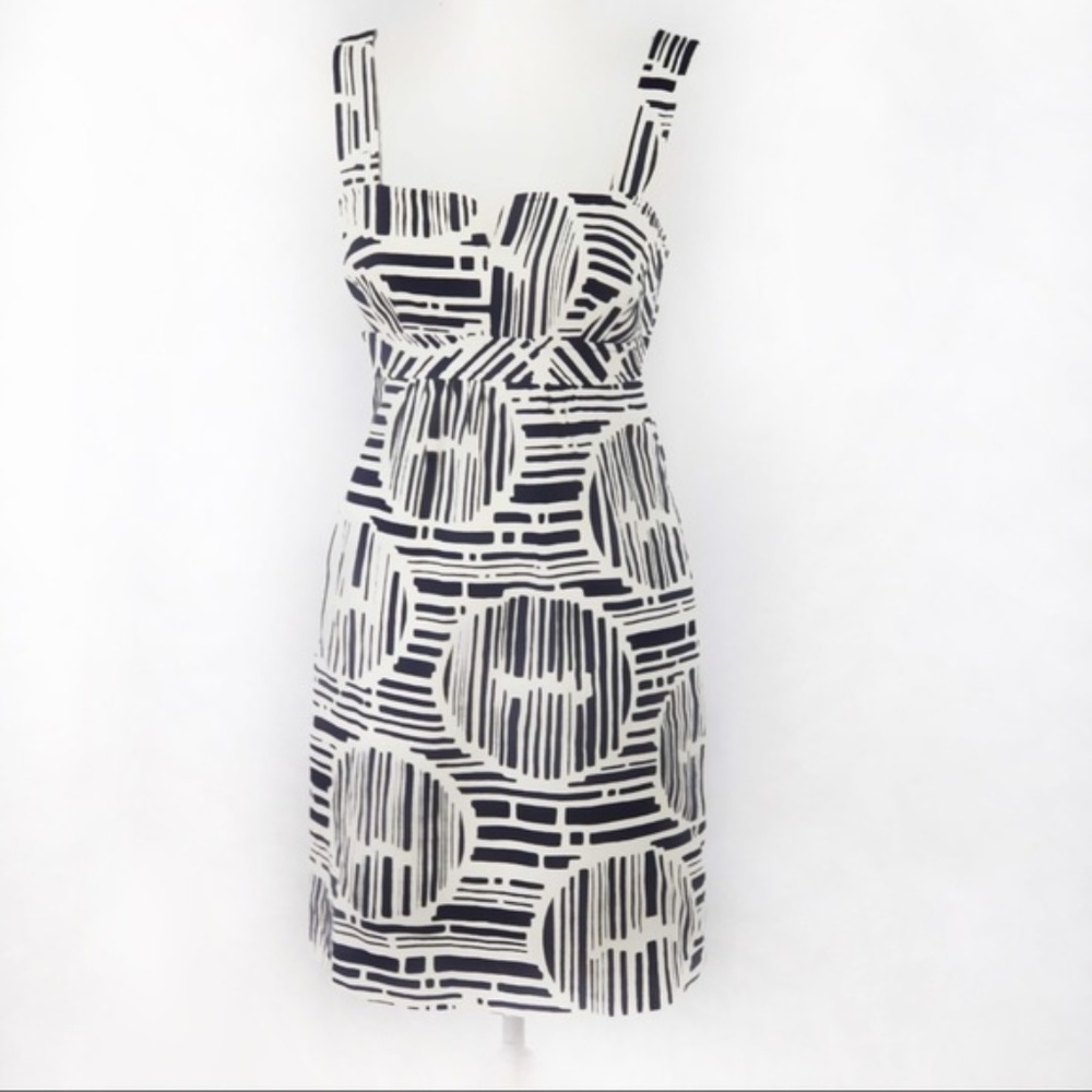 Trina Turk Navy+White Geometric Dress w/ Straps S